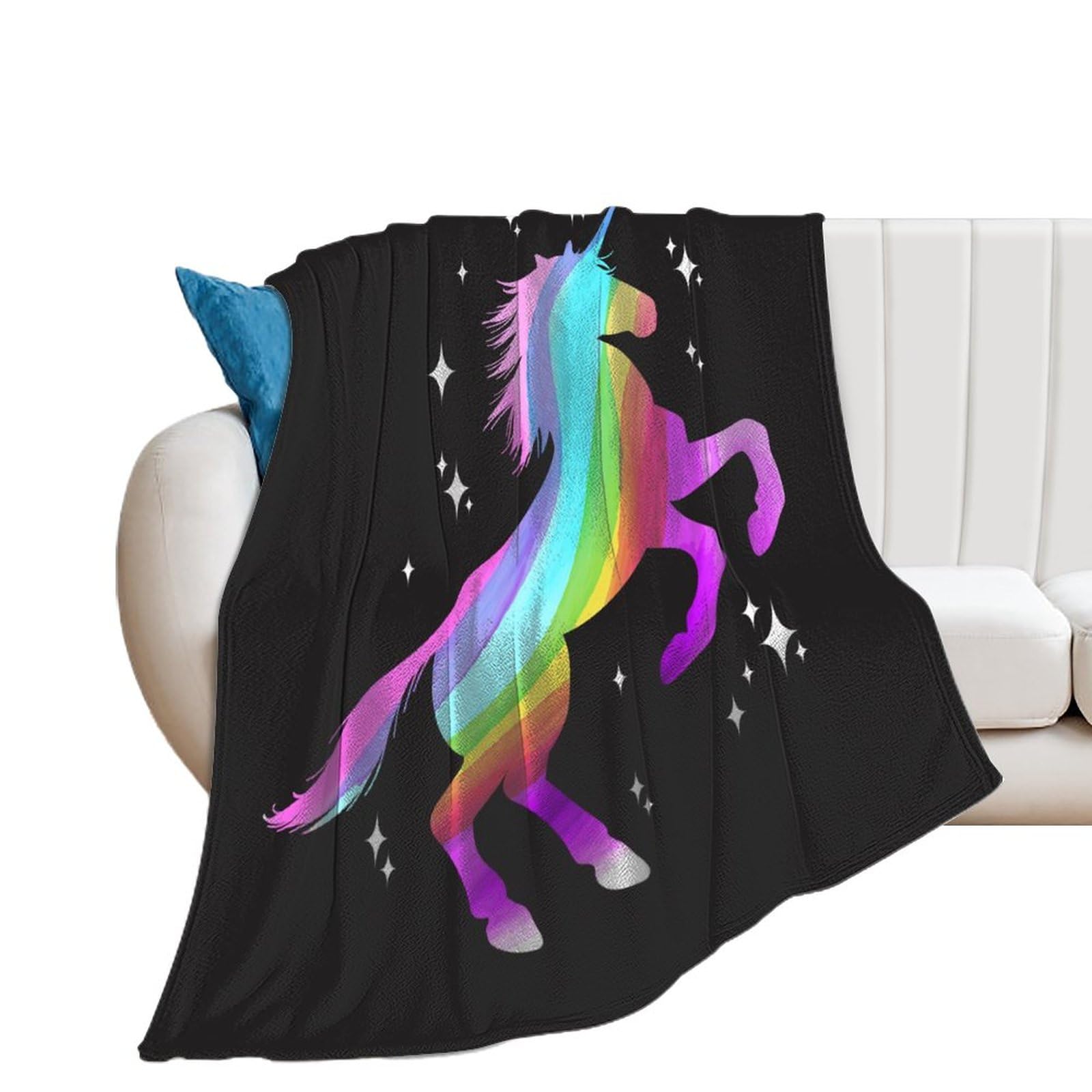 Plaid licorne colorée en flanelle 130x150 cm pour canapé