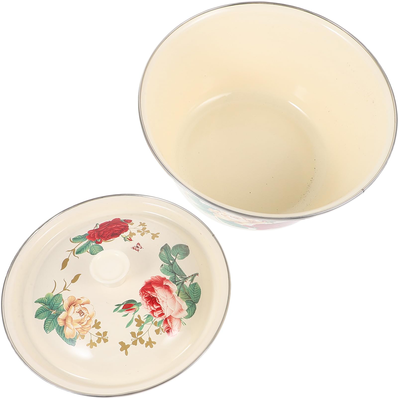 Bassine en émail vintage Mikikit de 22 cm avec couvercle hermétique pour cuisine rétro