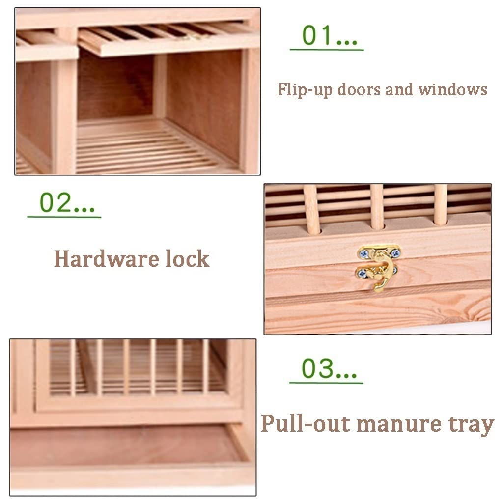 Jaula de palomas de madera maciza con bandeja extraíble para estiércol, fácil de instalar para palomas de carreras y portadoras