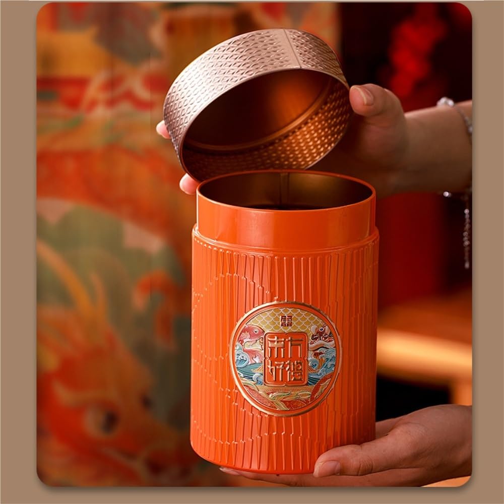 Juego De Té Lata de Almacenamiento de té Suelto, Lata Redonda, Lata sellada for Cocina, Lata vacía, Juego de té Retro, Juego de Caja de Regalo de Lata Doble Tarro para Guardar Té