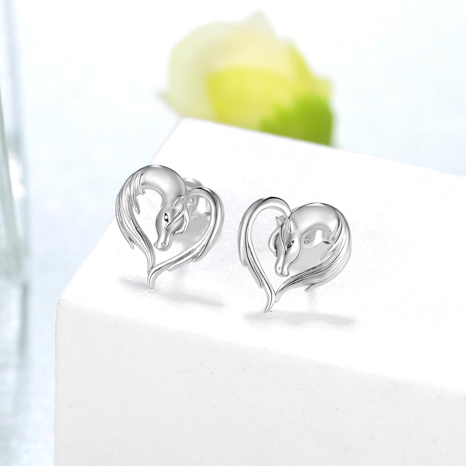 Horse Earrings 925 Sterling Silver Heart Horse Studs Horse Jewelry Women Girls Horse Lovers Gift
