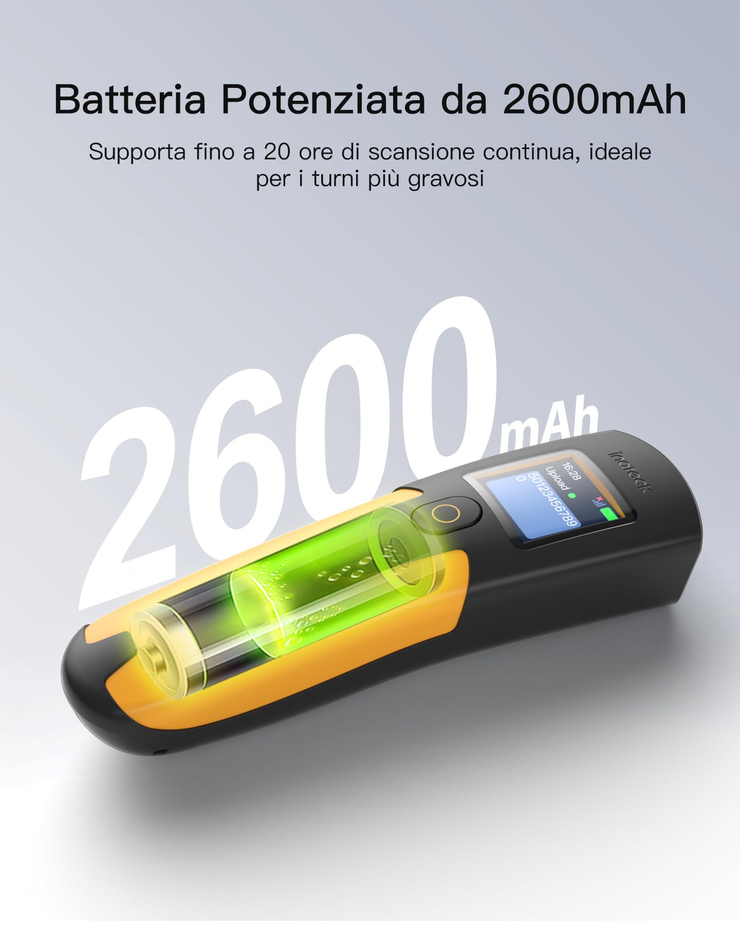Inateck Scanner di codici a barre senza fili 1D 2D, QR Code Scanner Piccola tasca per inventario, Bluetooth 3 in 1 e cavo USB & 2.4G Wireless, 2600mAh per PC Tablet Android iOS POS, con APP e SDK | 3 in 1 Bluetooth & Cavo USB & 2.4G Wireless 2600mAh per P