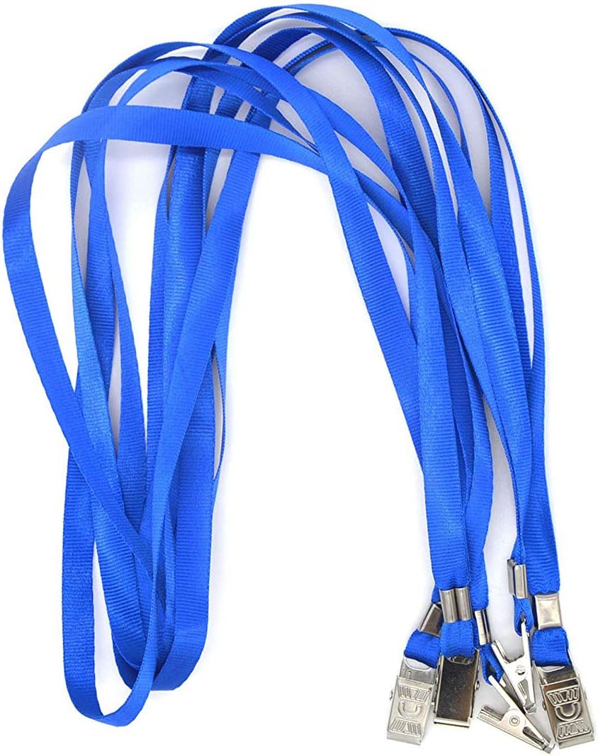 100 Pack Black Lanyards With Bulldog Clips - 34" Nylon Neck Straps For ID Badges & Keys