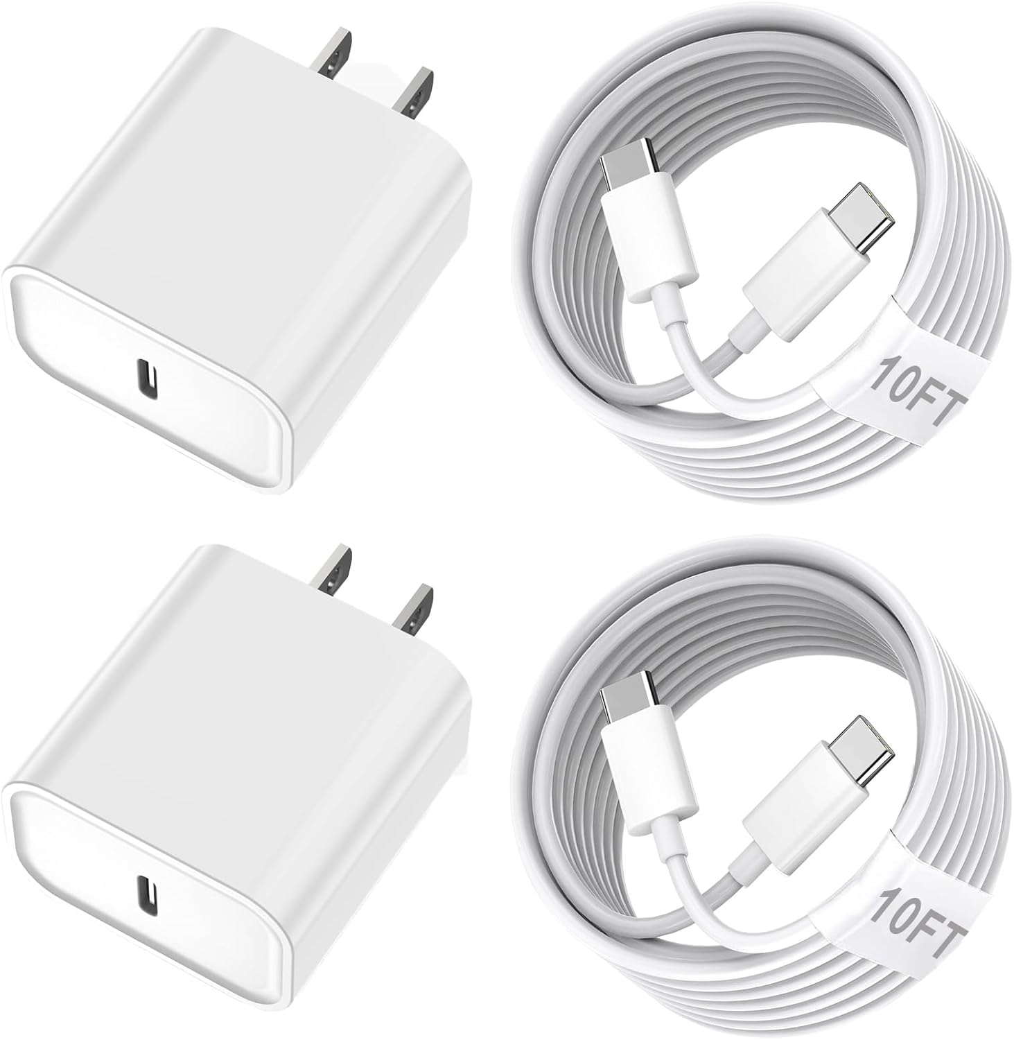 10FT Apple 16/15 Pro Max Charger Fast Charging, 2-Pack Long 10Foot USB C Cable iPhone Charger Cord 20W Quick Fast UBS C Charging Block for iPhone 16/16e/16 Plus/16 Pro/15 Pro/15 Plus,iPad Pro/Air/Mini