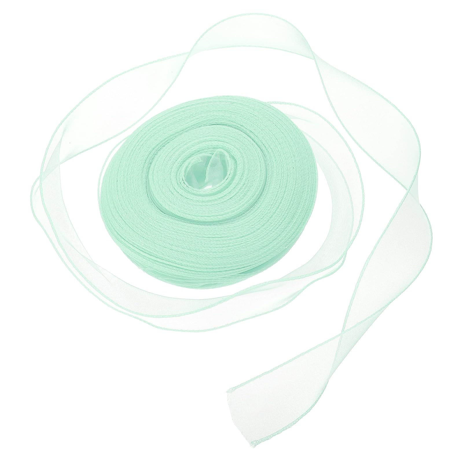 sourcing map Iridescent Organza Ribbon (4cm x 49 Yards/45m, Light Green) Shimmer Fishtail Fabric Ribbons - Sparkly Practical, for Wedding Party Cake Flower DIY Decorations