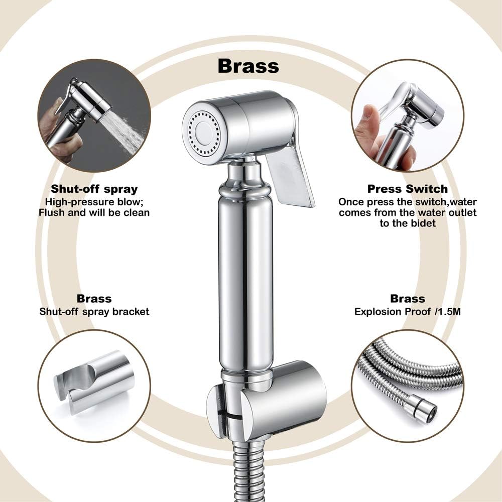 ToiletSprayer Brass High Pressure Shower Head Suit for Bathroom, Pet Bath, Squatting Pan and Floor Cleaning,A(B)