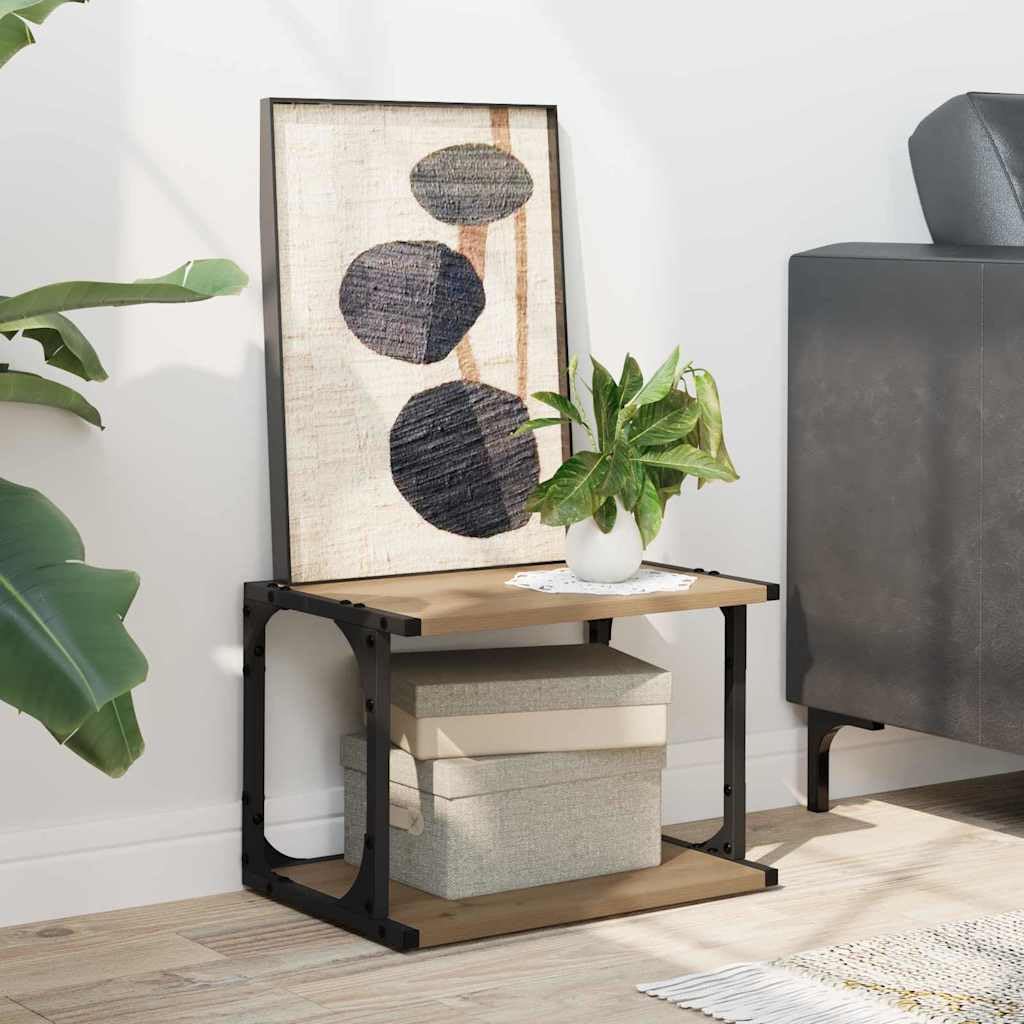 Supporto per stampante a due ripiani in legno di rovere Artisan, 41 x 28 x 33,5 cm, con ruote bloccabili e superficie opaca, per ufficio moderno