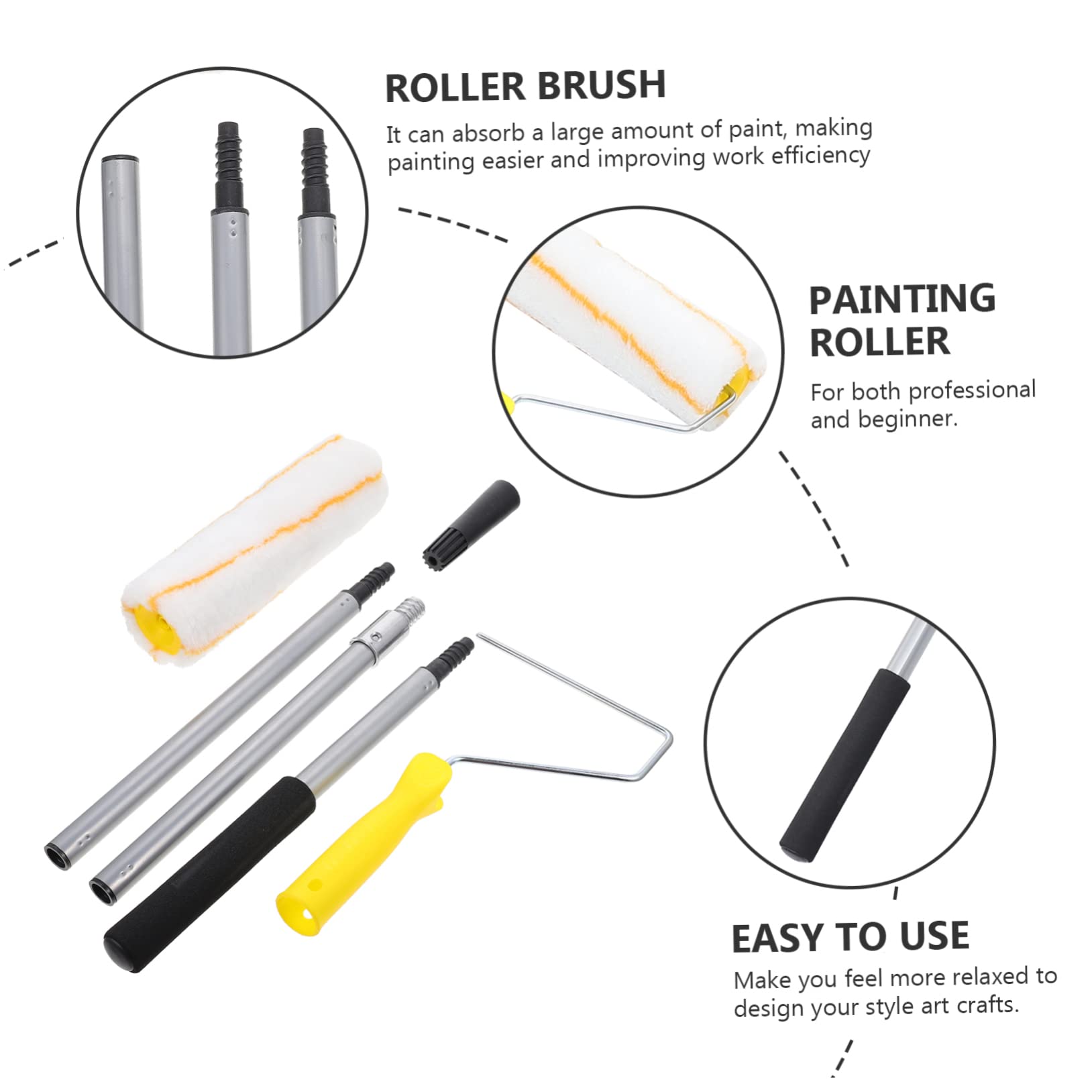 ORFOFE Rodillo de Pintura Extensible con Cabezal Desmontable Accesorio Práctico para Pintar Paredes y Herramienta Versátil y Duradera para Decoración