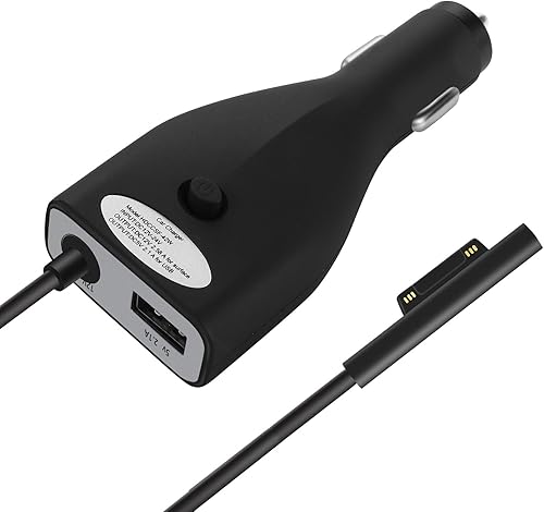 Cargador de coche Surface con puerto de carga USB, fuente de alimentación total de 42 W, 12 V, 2.58 A, compatible con Microsoft Surface Pro7 + Plus