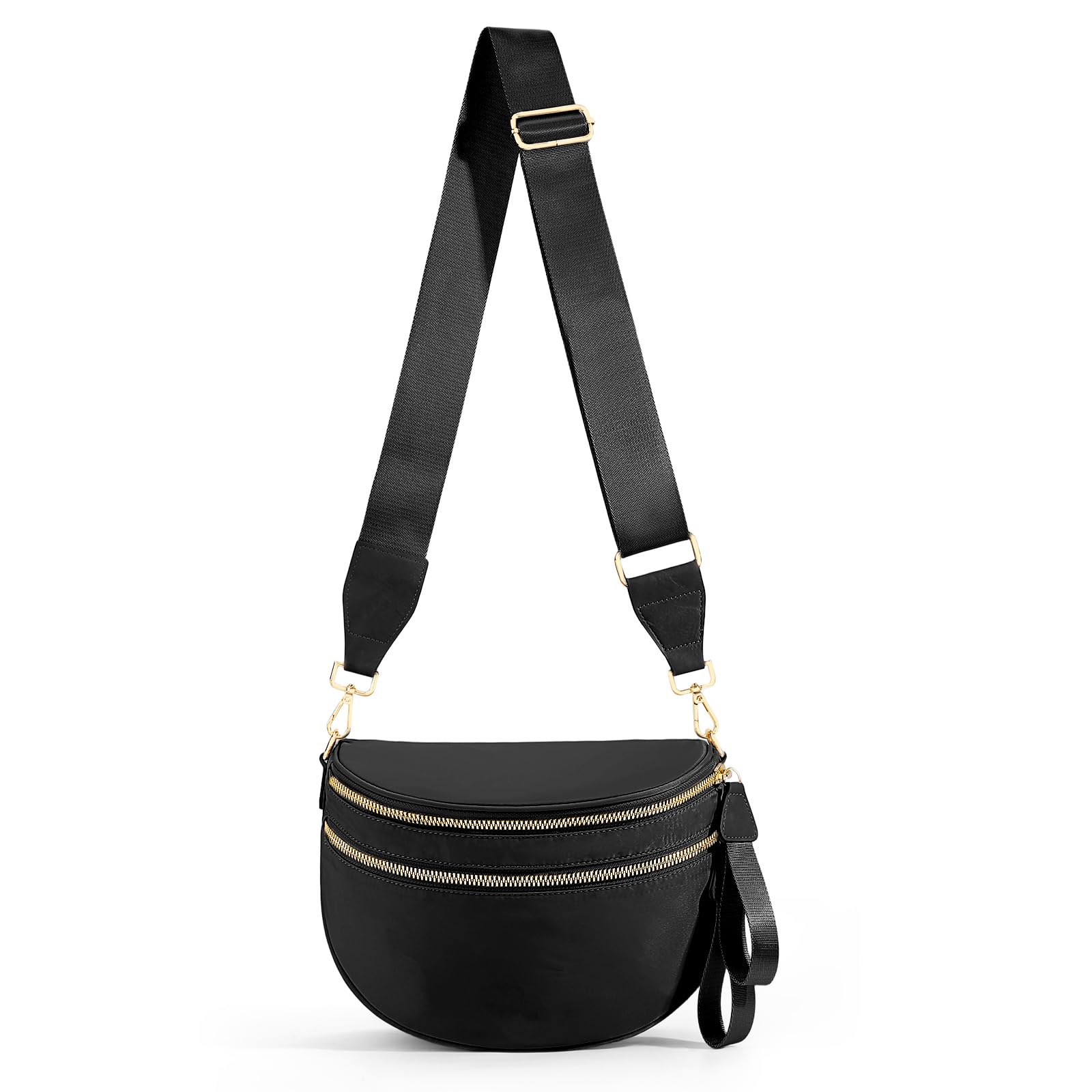 hibear Nylon Bum Bags for Women Crossbody Spacious Checkered Crossbody Bag Large fanny packs for women Belt Purse