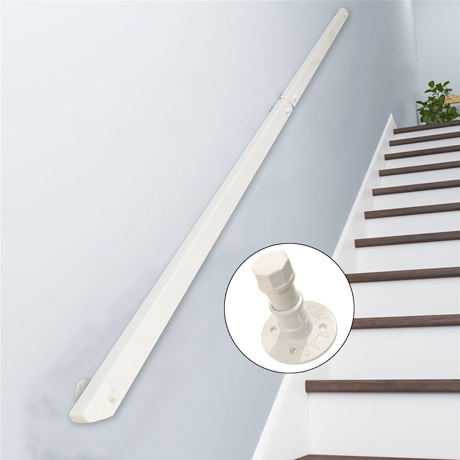 Main courante en bois blanc haut de gamme avec kit de support fixe