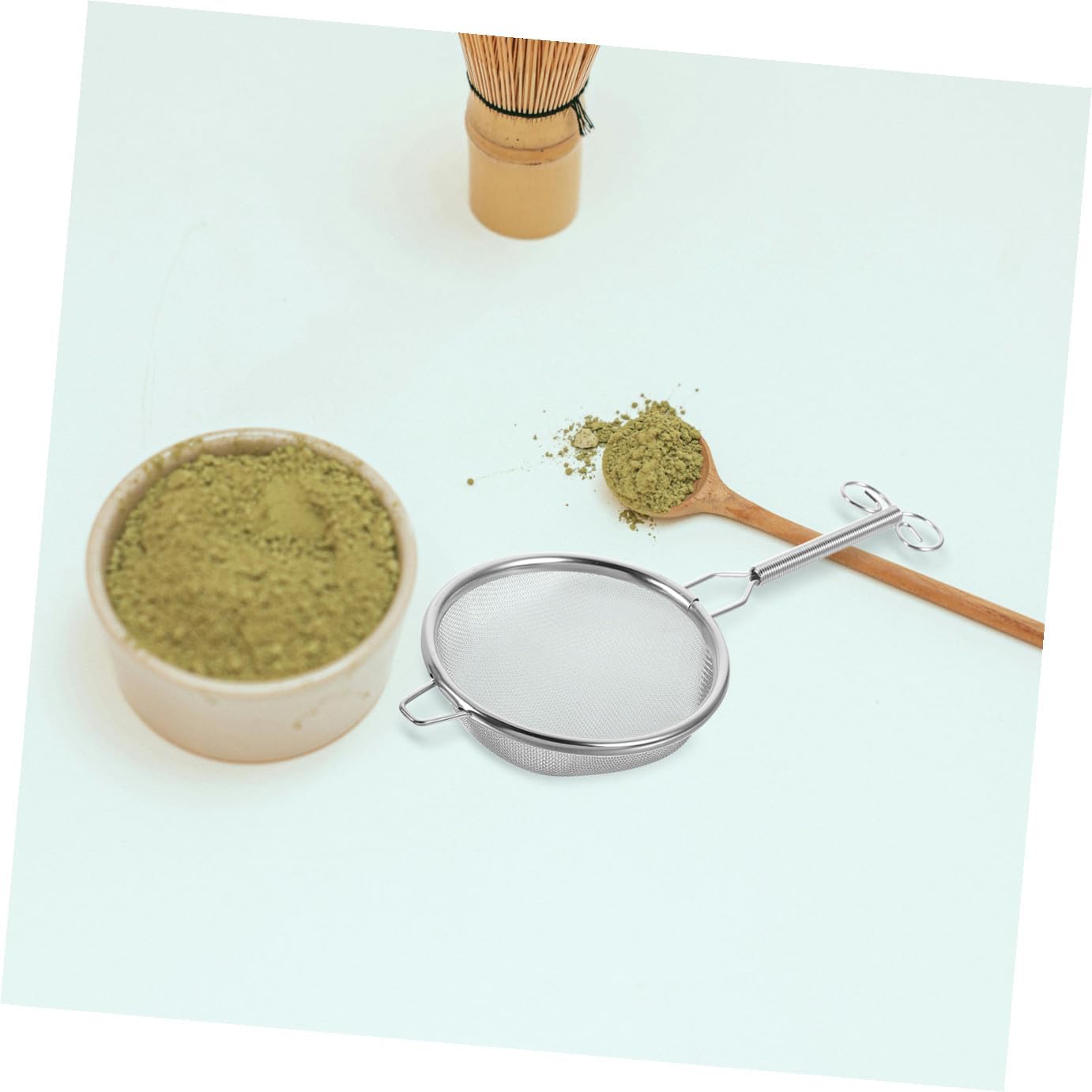Small Stainless Steel Tea Strainer Spoon Fine Mesh Loose Tea Filter Long Handle for Matcha at Home Or Office