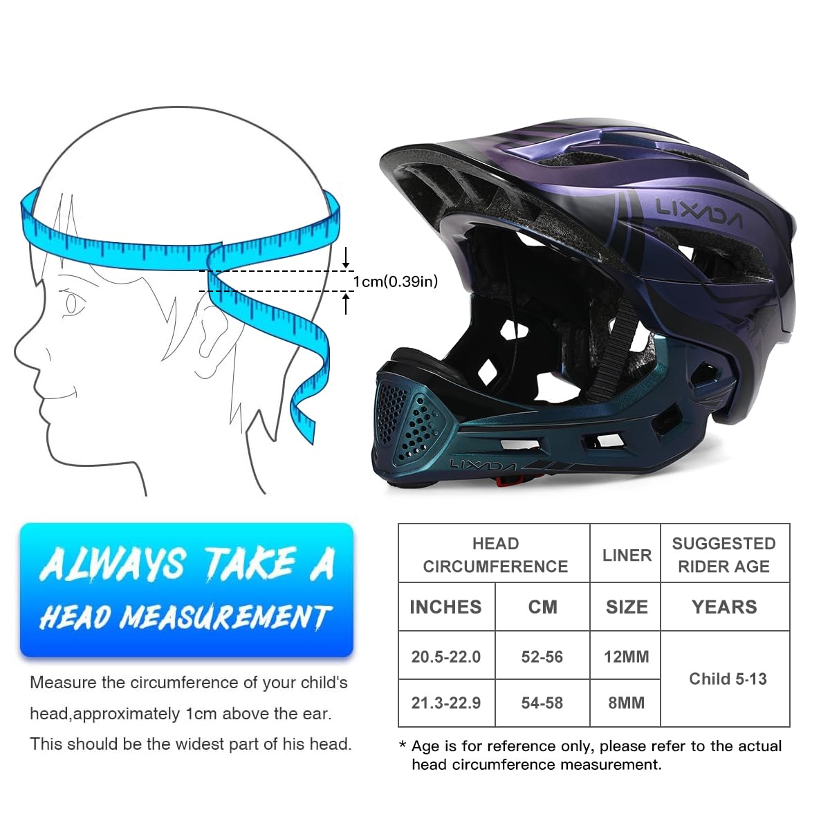 Lixada Casco de Ciclismo para niños, Casco de Bicicleta para niños Desmontable Integral. Casco Deportivo para niños para MTB, BMX, Skateboard y Scooter con mentón removible para pequeños Atletas