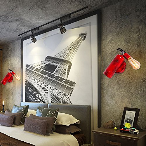 Modeen Red Fire Extinguisher Creative Wall Lamp Retro Industry Iron Wall Light Modern Bar Restaurant Aisle Wall Lamp Indoor E27 Wall Sconce