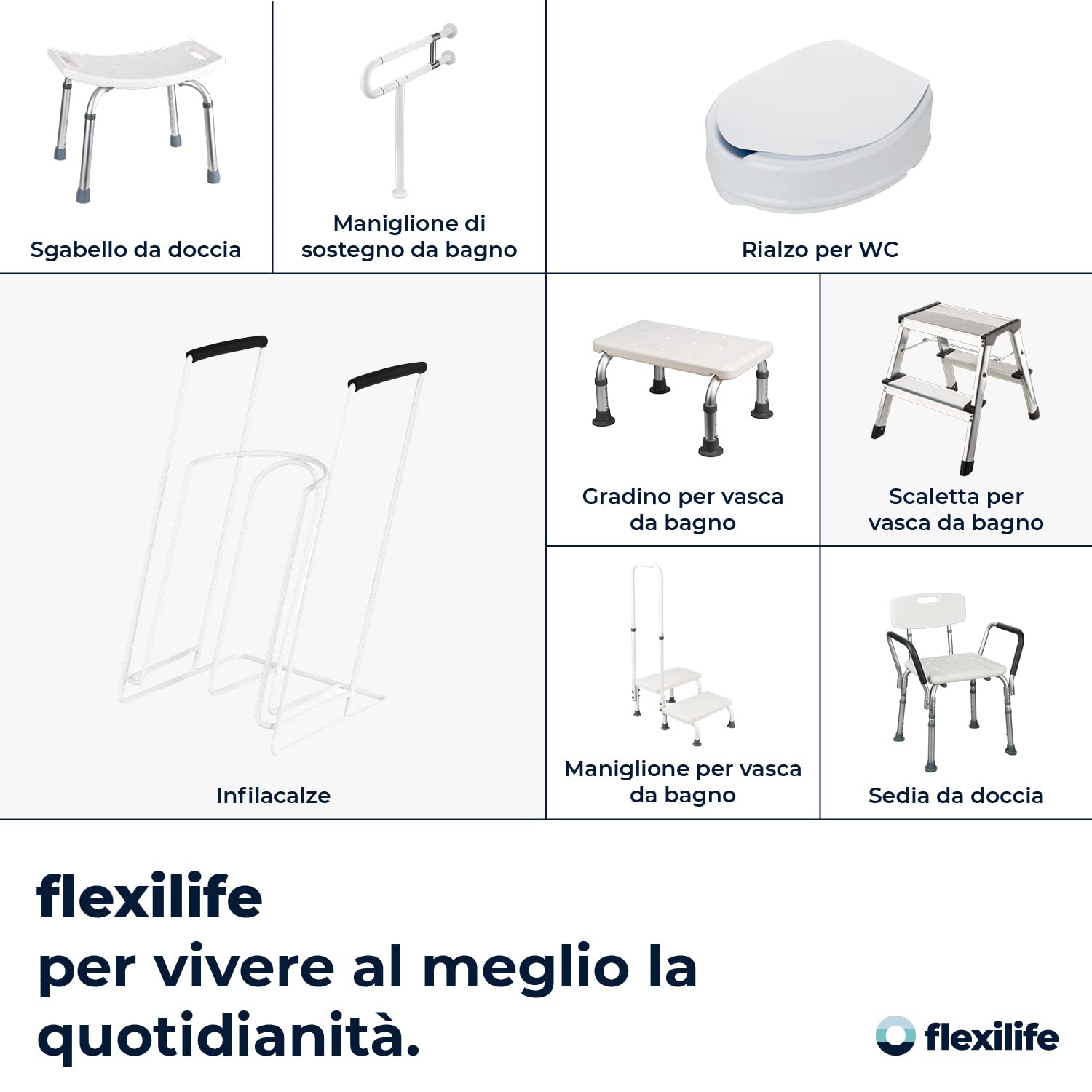 flexilife - rialzo water per anziani - universale - ausilio wc con coperchio - per disabili (15 cm)