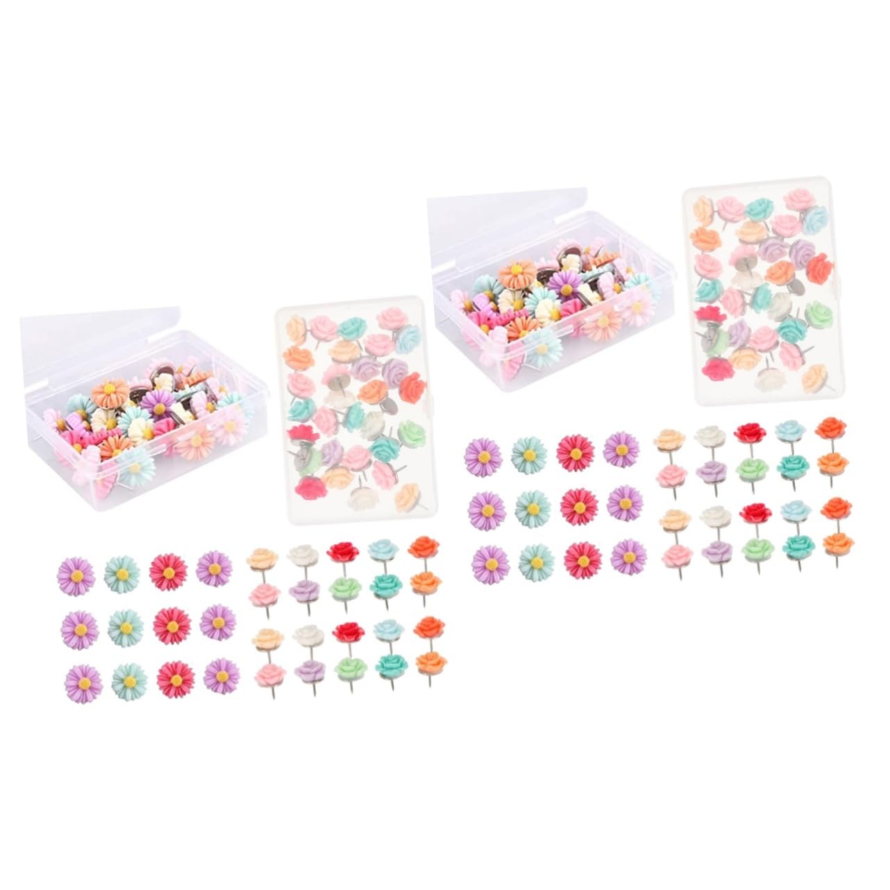 jojofuny 2 Set Puntine Da Disegno A Forma Di Fiore Decorazioni Per Ufficio Puntine Per Pareti Decorazioni Per Bacheche Senza Segni Pannelli Forati Per Pareti Graziose 60 pezzi * 2