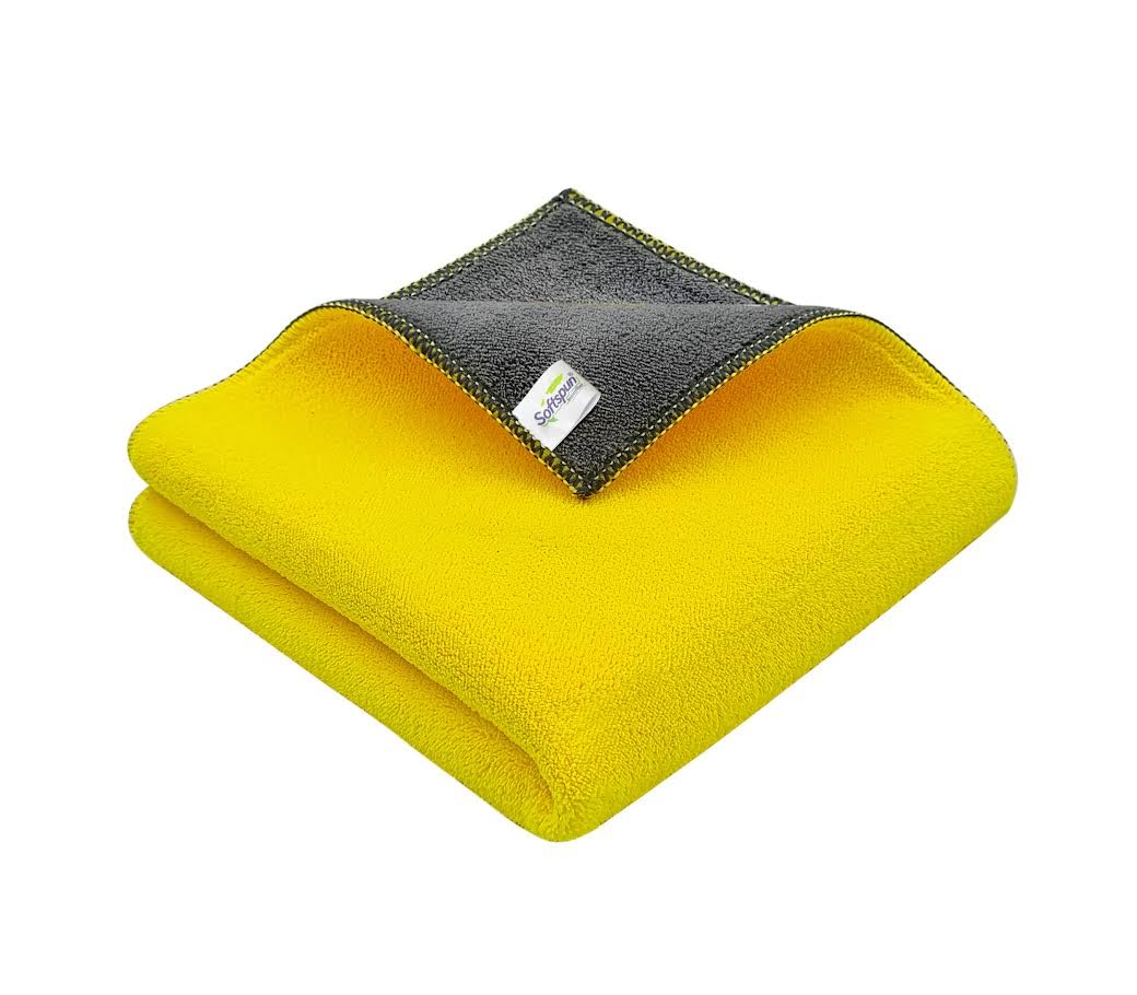 SOFTSPUN 900 GSM, Microfiber Cloth 30x40 Cms 1 Piece Purple+Grey Towel Set ! Extra Thick Microfiber Cleaning Cloths Perfect for Bike, Auto, Cars Both Interior and Exterior.