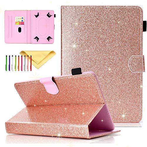 Uliking Bling Glitter Universal 9.5-10.5 Inch Tablet Case for iPad 9.7", iPad 10.2 Case 2019, Fit iPad Air 3, Pro 10.5 Inch Tablet, Cover For Samsung Galaxy Tab A 10.1 2019 SM-T510, Rosegold