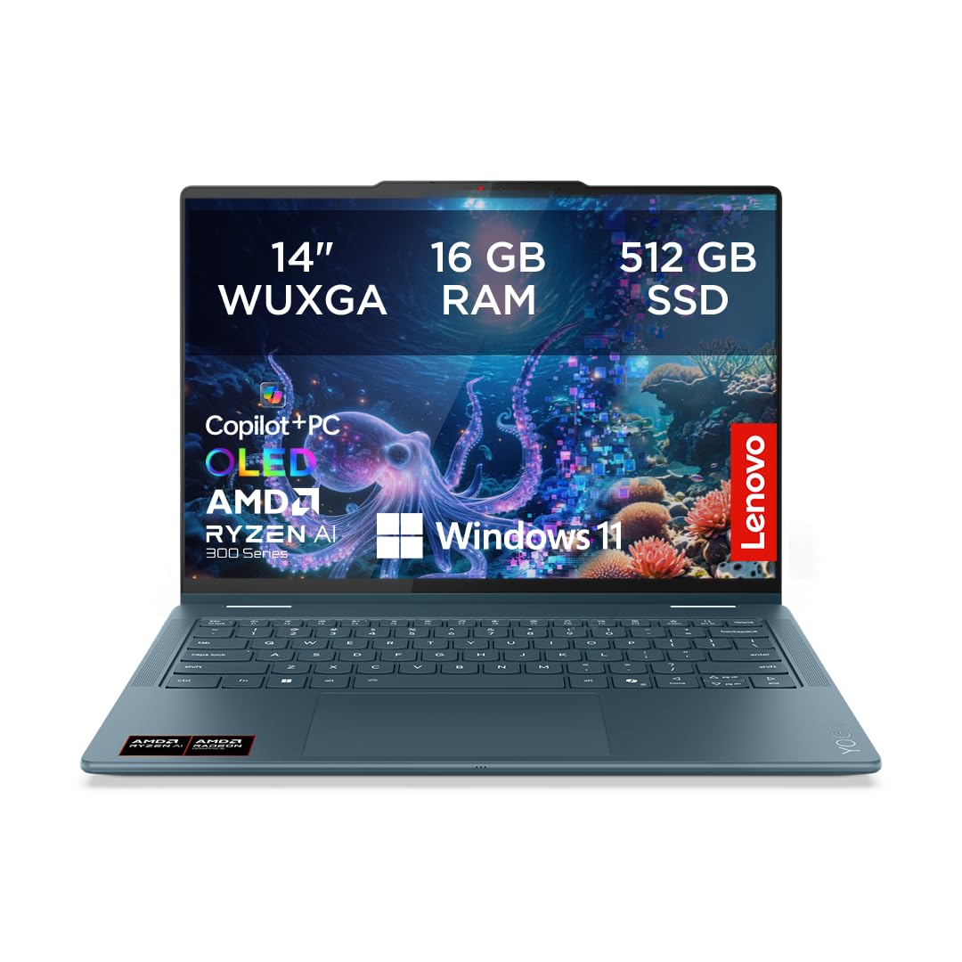 Lenovo Yoga 7 2in1 Laptop 14" WUXGA OLED AMD Ryzen AI 7 350 16GB RAM 512GB SSD AMD Radeon 860M Win11 QWERTZ Tidal Teal