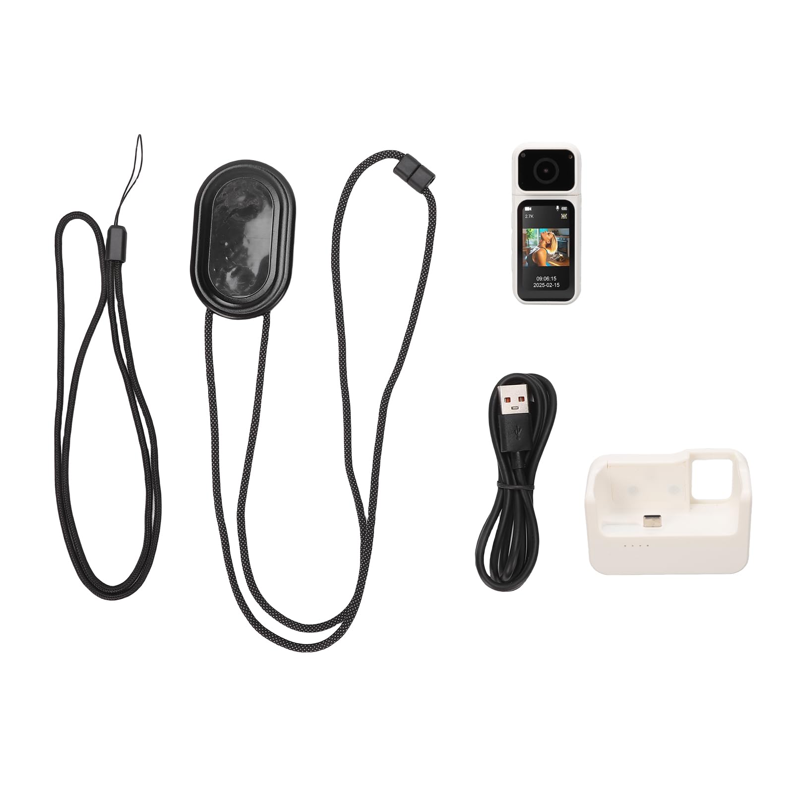 Cryfokt Caméra D’Action 2.7K, Caméra Portable à Commande (White)