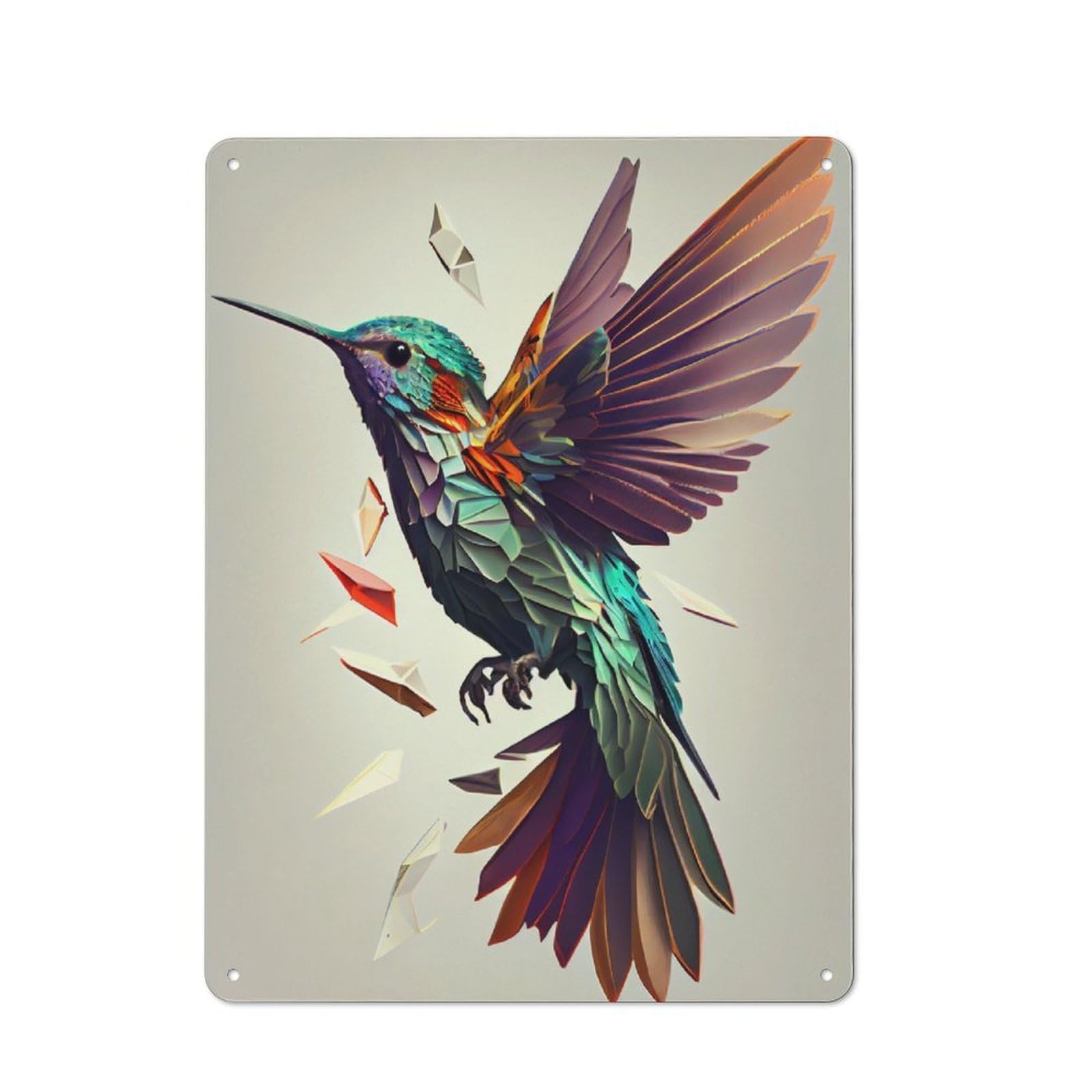 Junmoney Hummingbird Flying For Studio Or Craft Room, Rustic Metal Wall Sign 40X30cm, For Vintage Wall Decor Fans, For Metal Sign Collectors