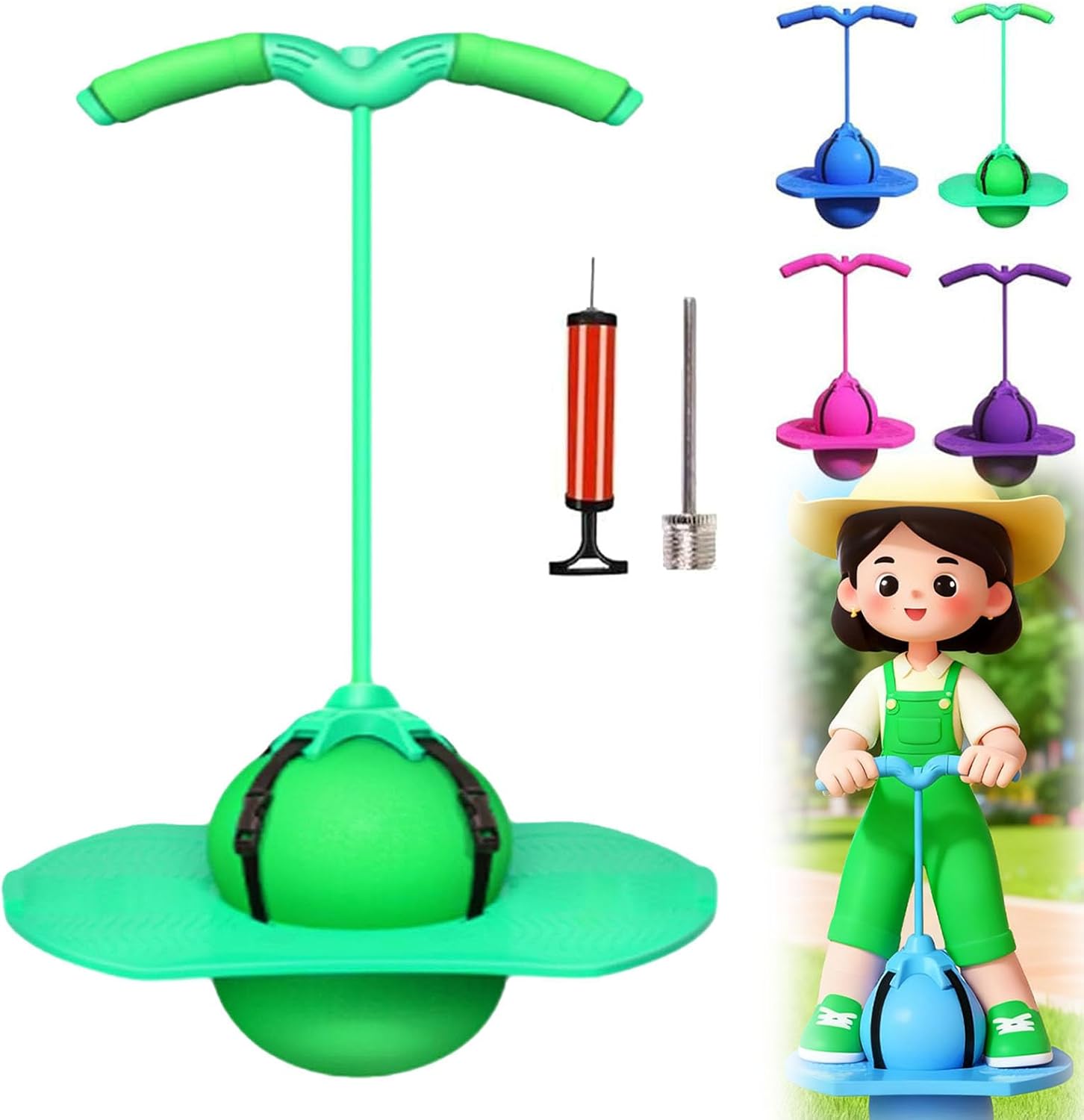 2026 Upgrade Balance Jumping Ball, Pogo Jumper with Handle and Ball Pump, Balance Pogo Ball, High Jump Toy Bounce Jump Trick Board Pogo Bouncing Ball Safe and Fun Pogo Stick for Adults