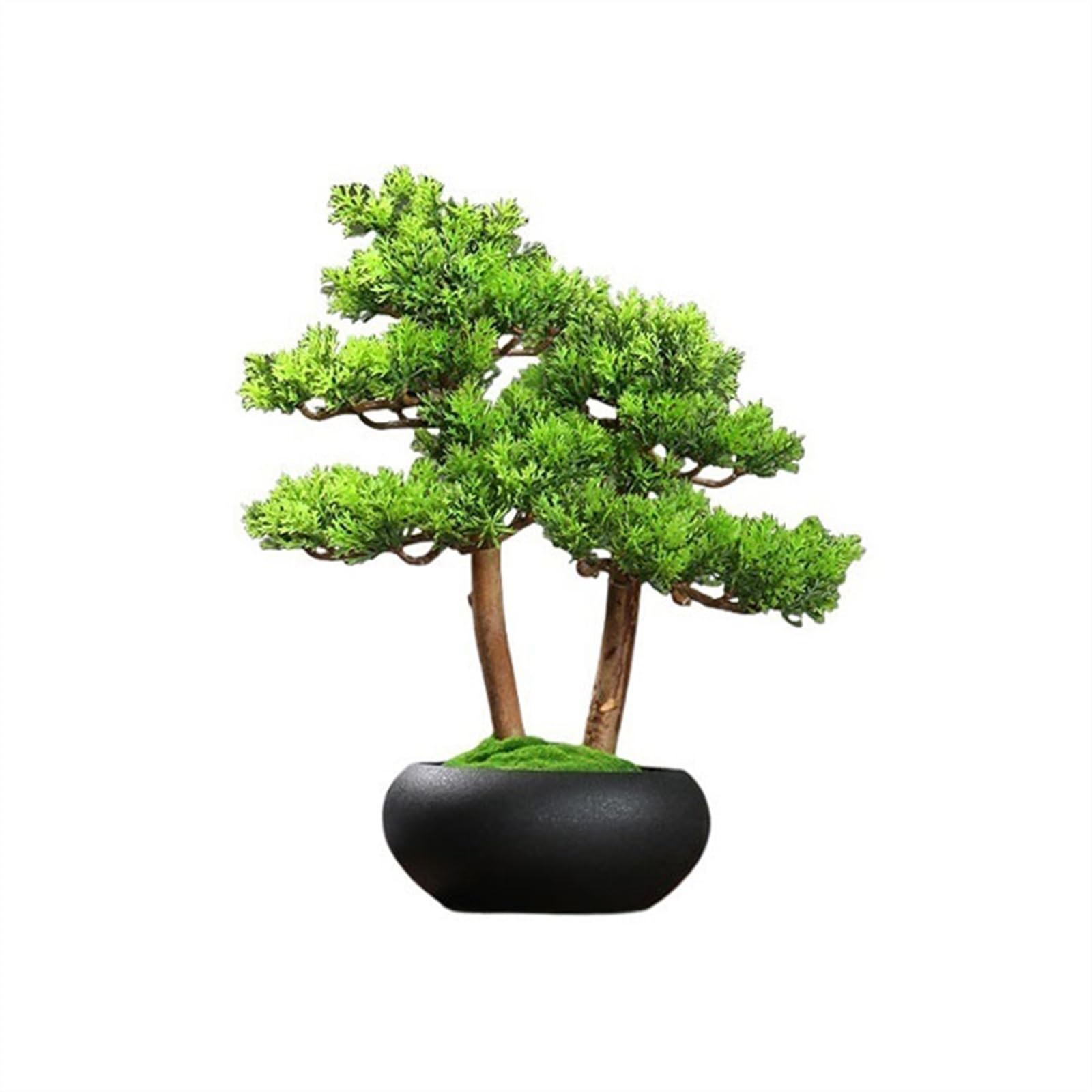 WOTZOV Realistic Artificial Trees, Simulation Bonsai Ornaments Pine Tree Potted Plants Desktop Plant Decorations Green Plants To Improve Feng Shui,Bonsai Deco,Black