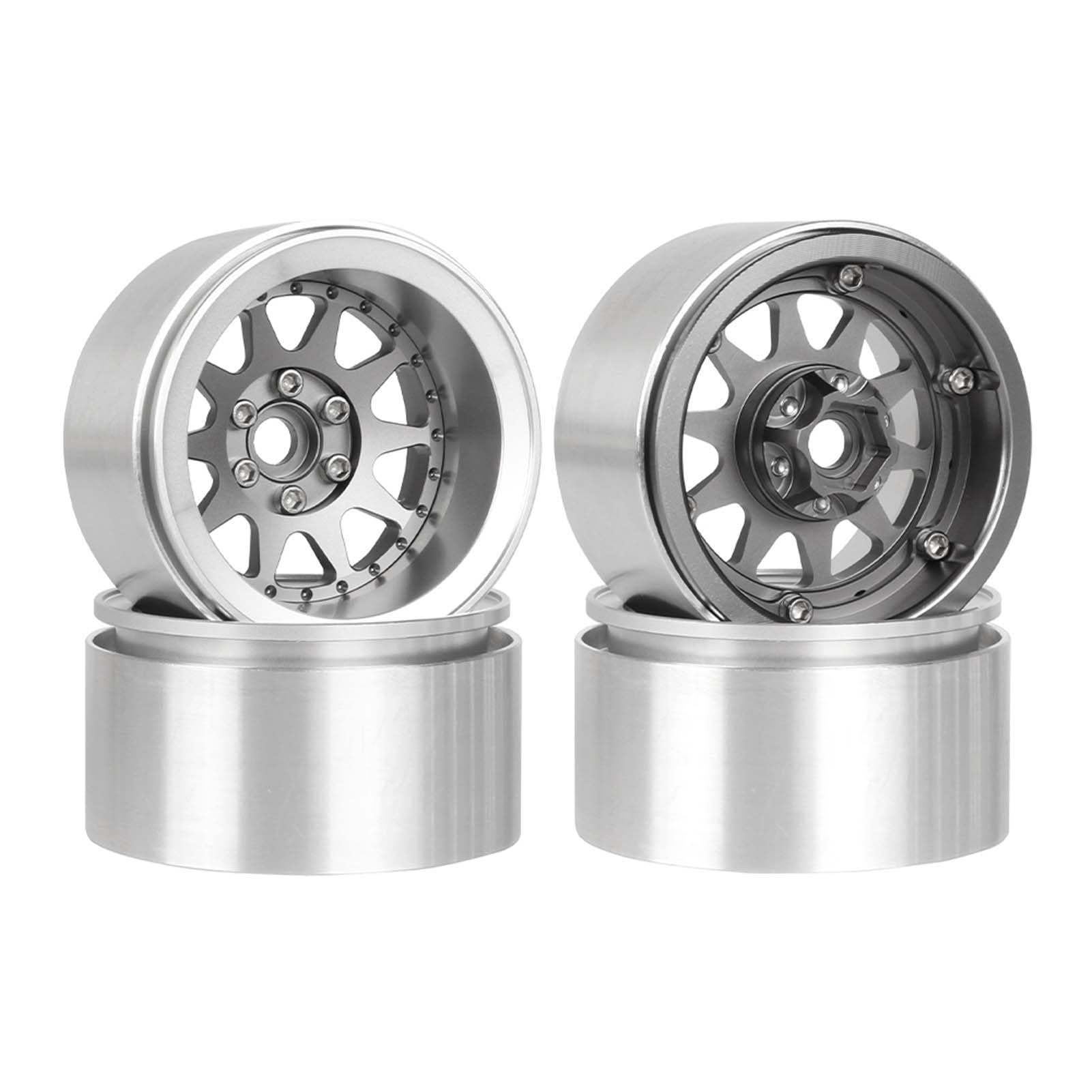 KEEDA Negative Offset 10mm Aluminum Alloy 2.2 Beadlock Wheel Rim for SCX10 RR10 TRX4 VS4-10 Gen8 1/10 RC Crawler Car (B, Gray)