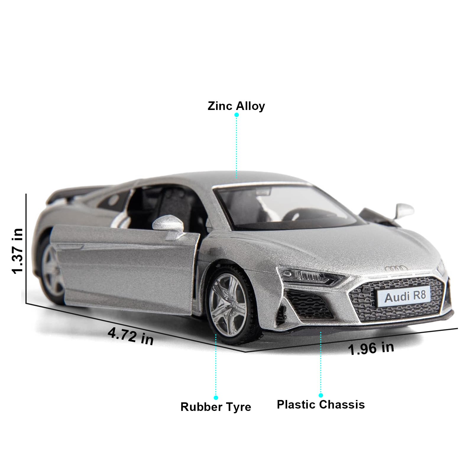 Amazon.com: RMZ City 1:36 Audi Diecasting Alloy Car Model R8 Toy