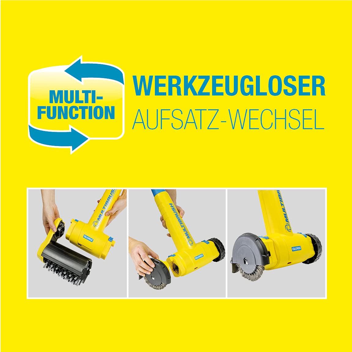 GLORIA MultiBrush speedcontrol PLUS 500W 11-in-1 Electric Brush for Stone, Grout, Wood & Lawn