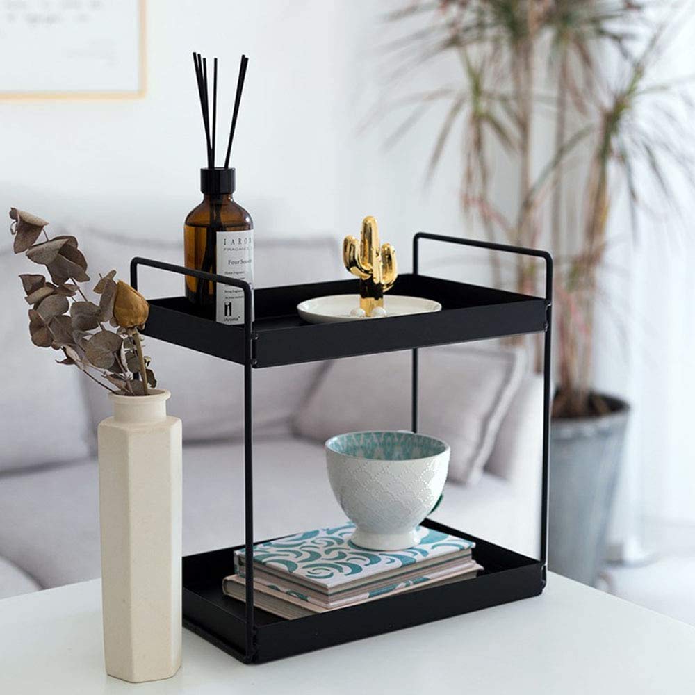 Estantería de 2 niveles para cocina, estante para especias, estante de ducha, almacenamiento de baño, encimera, estante para debajo del armario, organizador para almacenamiento de cosméticos y