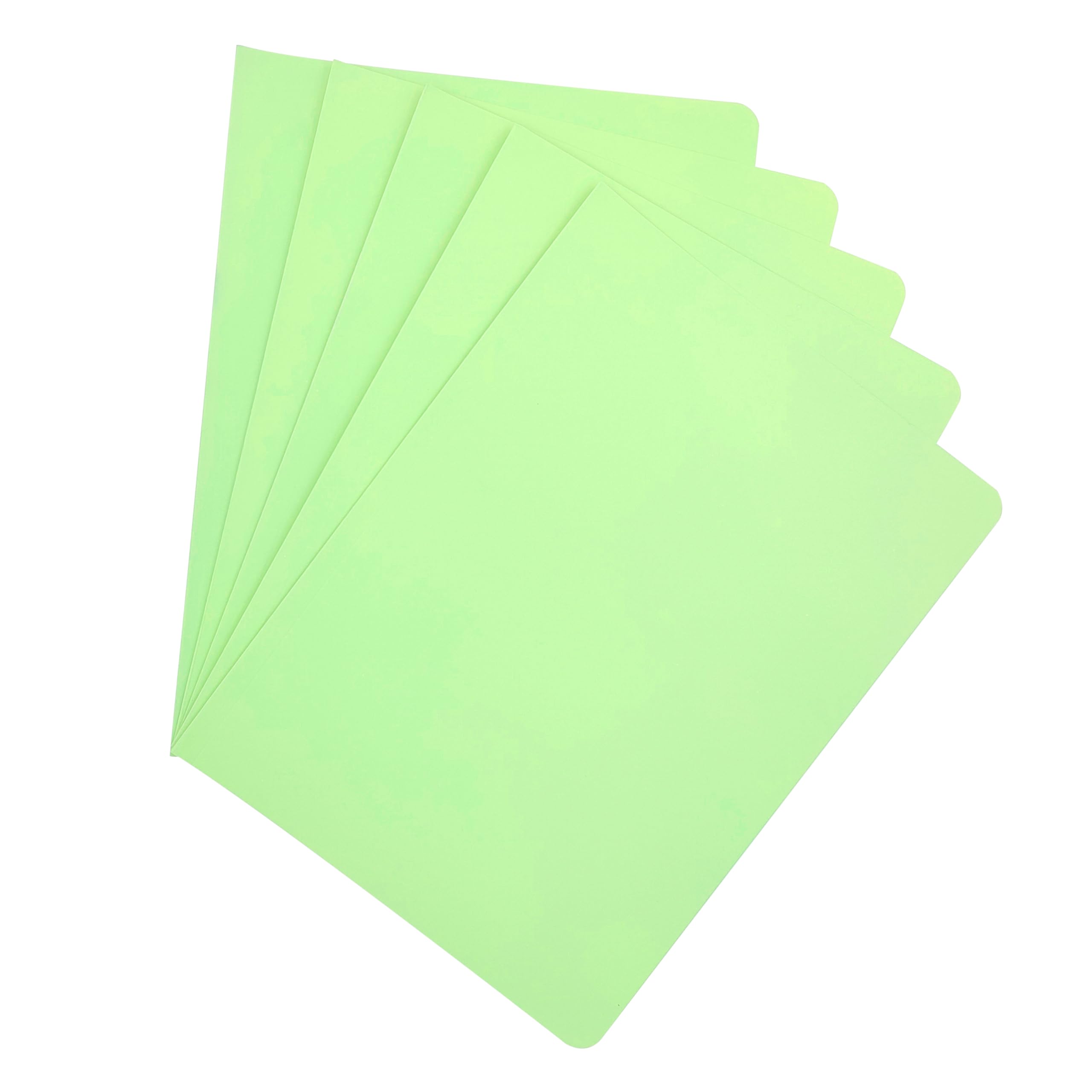 Raylu Paper® - Pack of 25 Cardboard Subfolders with Faster Holes and Vivid Colours, 200g Thick Kraft Cardboard Folders (Green, Folio)