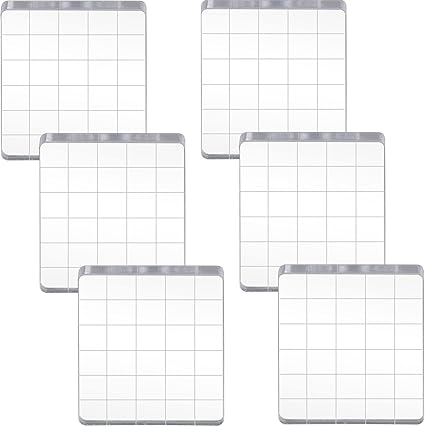 6 Pieces Stamp Block Clear Acrylic Stamping Blocks Tools Set with Grid Lines for DIY Crafts Scrapbooking Card Making Ornaments Stamping Projects