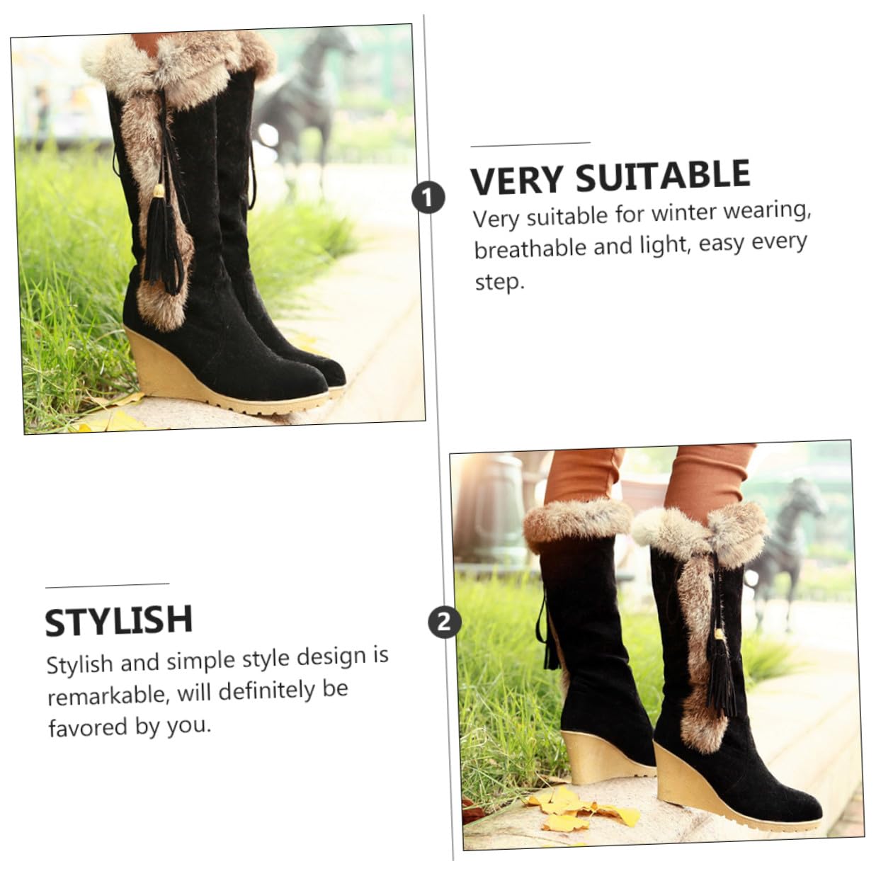 IMIKEYA Stivali Alti da Donna Invernali Stivali da Neve Robusti Caldi Antiscivolo Scarpe Invernali Imbottite Lunghe