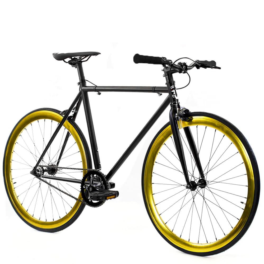 Golden Cycles Fixed Gear Single Speed Bike - Perfect Urban Commuter Bicycle with Front and Rear Brakes - Ideal for Teens and Adults - The Bike Come in Different Sizes (41cm, Saint)