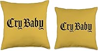 Vista 3 de Cry Baby Old English Design Studio CRY Baby Old English Design - Almohada (16 x 16 pulgadas), multicolor