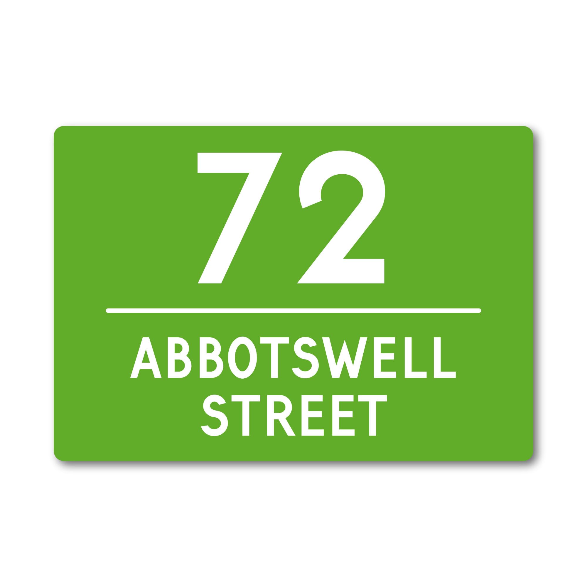 Personalised House Sign Metal Plaque. Name Plate. Custom Door Number, Street. Perfect for House Numbers, Street Names (A3 (405mm x 283mm), Green)