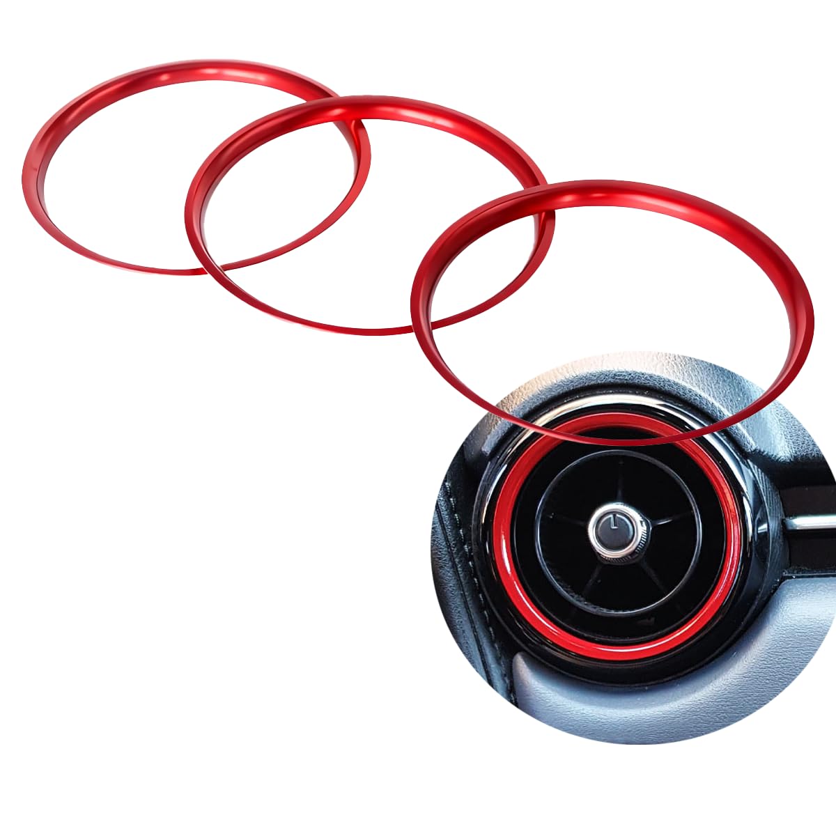 Red Car Air Conditioner AC Vent Outlet Ring Trim Fit for Mazda MX-5 MX5 Mazda 2 CX-3 CX3 RF ND Car Accessories