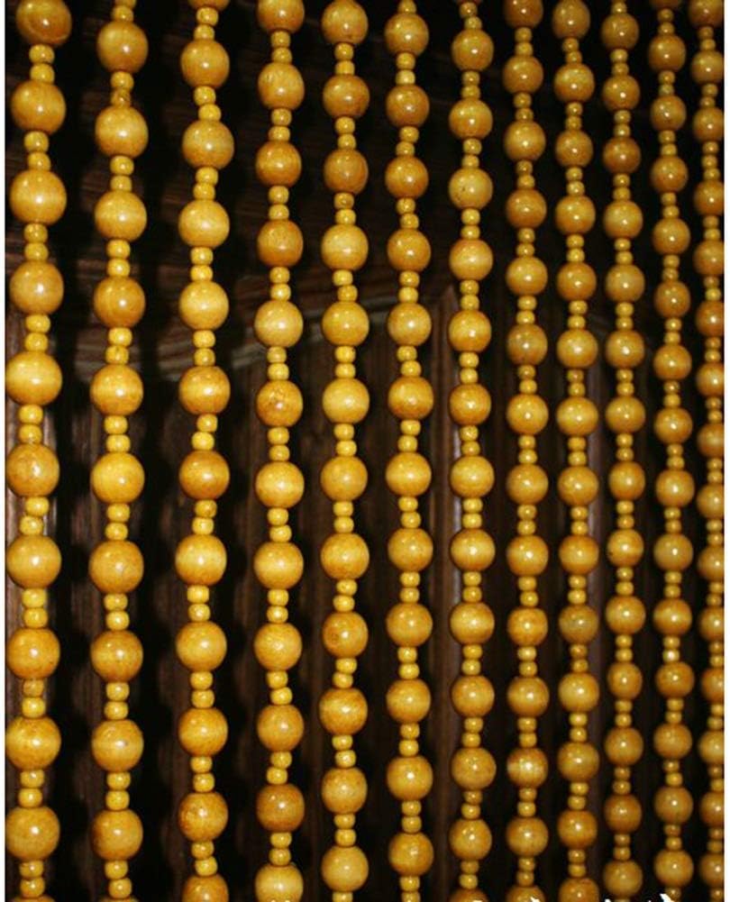 OKUOKA 31 Strands Beaded Door Curtains for Doorways Wood Bead String Curtain for Room Dividers Handmade Retro Decoration Home Living Room Restaurant Screen, 3 Colors Optional
