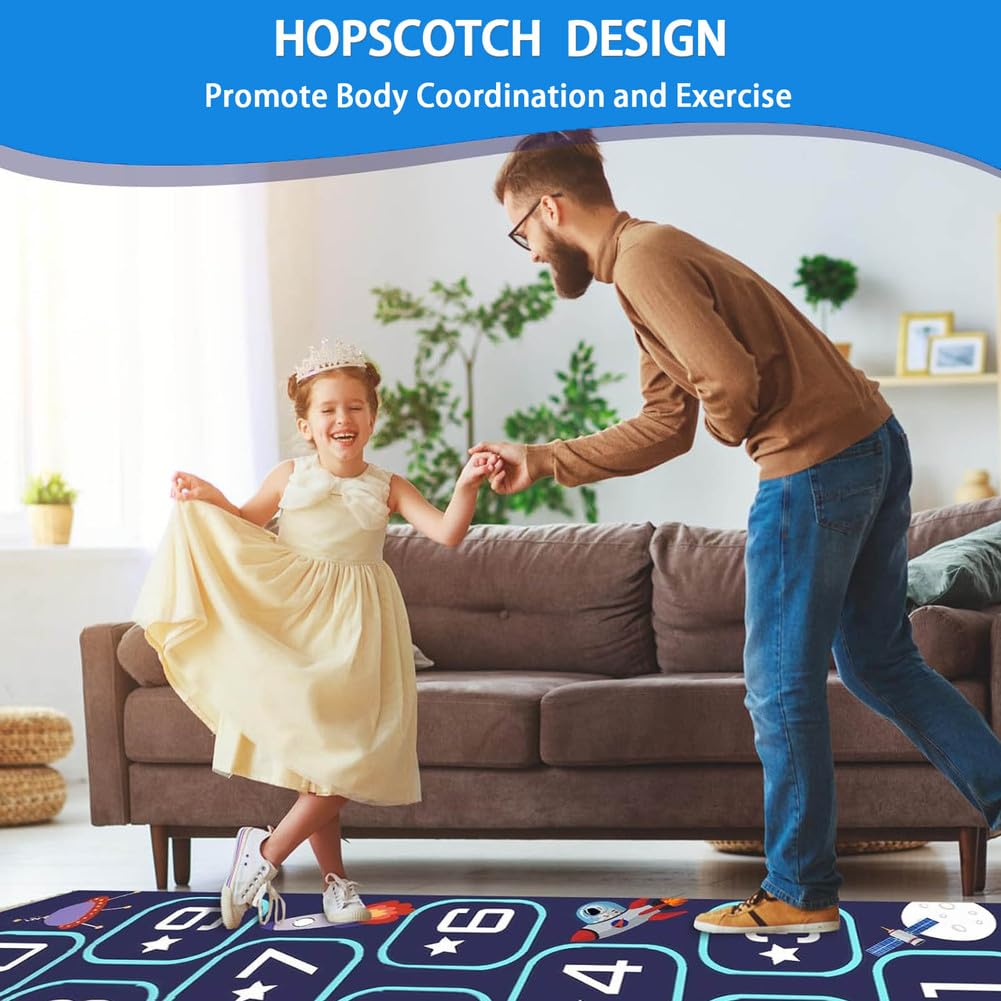 Tapis De Marelle pour Enfants, Tapis De Jeu, Tapis De Saut Et D'éVeil avec Envers AntidéRapant, pour GarçOns Et Filles, DéCoration De Chambre, Salle De Jeux