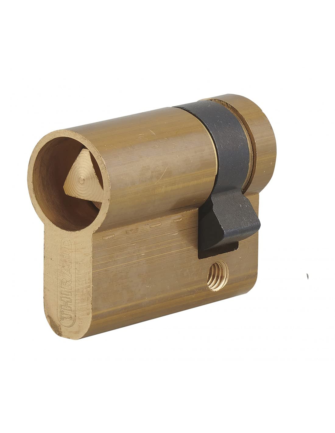 THIRARD - Cylindre Profil Européen - Laiton - Système de Sûreté - Triangle Interne Ascenseur 9 mm - Panneton Orientable - Ø 30 x 10 mm - Jaune - Protection Anti-​Arrachement
