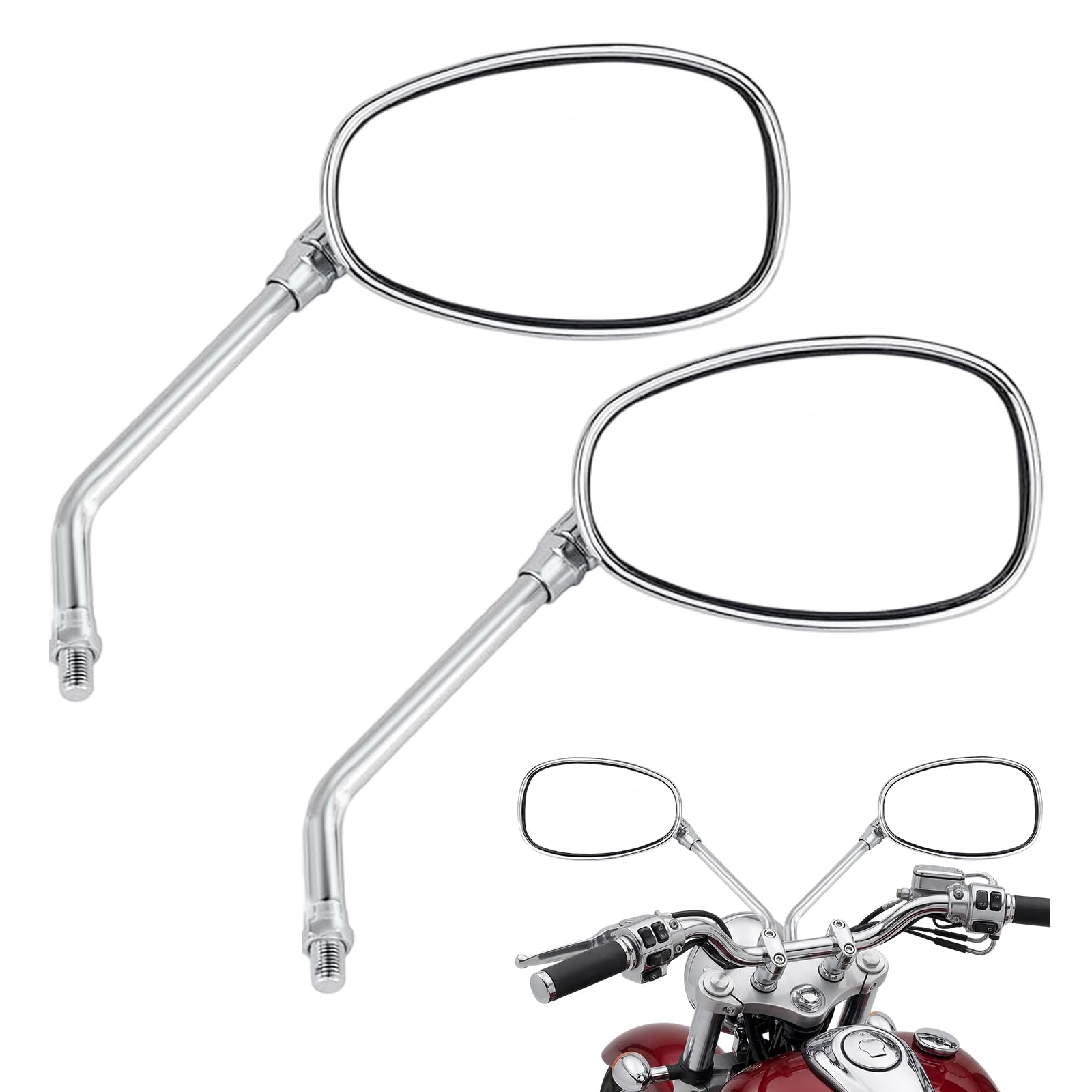 Specchietti Laterali Moto M10 M8, Specchietto Retrovisore Cromato Universale, Compatibile con Yamaha Bobber ATV Street Bike Cafe Racer Sport Cruiser Chopper