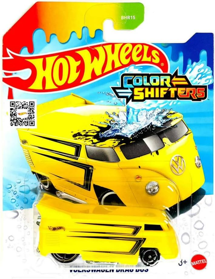 Hot Wheels Color Shifters Volkswagen Drag Bus [Yellow & Black] Changes Color in Water! 1:64 Scale Diecast Vehicle