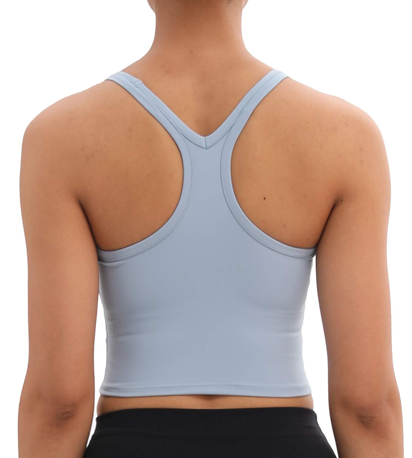 Lavento Women's Racerback Sports Bra Yoga Crop Top with Built in Bra