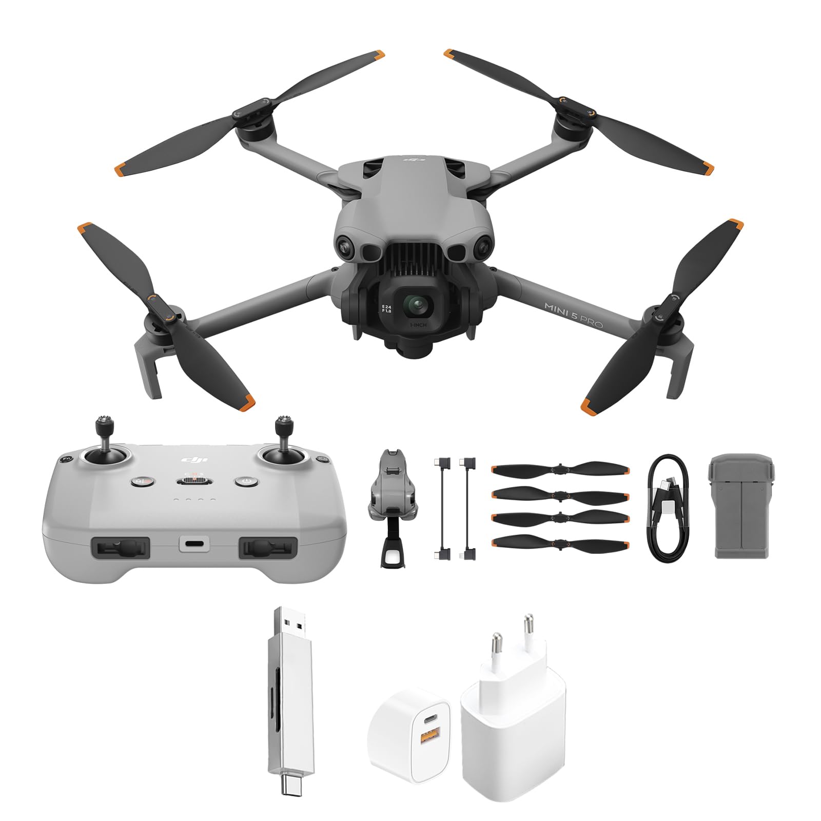 DJI Mini 5 Pro, 4K Dron ultraligero y plegable con cámara, CMOS de 1 pulgada, Detección de obstáculos omnidireccional, ActiveTrack 360°, C0 (Mini 5 pro) (Mini 5 Pro Bundle 2)