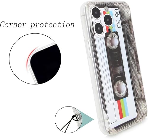Miniatura 3 de FAteamll Case for iPhone 14 Pro Max Matte Finish Heavy Duty Soft Back Cover with Reinforced Corners TPU Soft Bumper Retro Cassette Tape Case