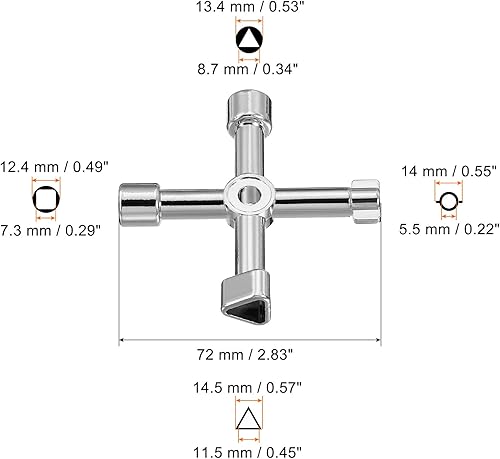Miniatura 2 de PATIKIL Llave cruzada universal multifuncional, aleación de zinc, medidor de agua de gas de 4 vías, llave para válvula de plomería de gabinete