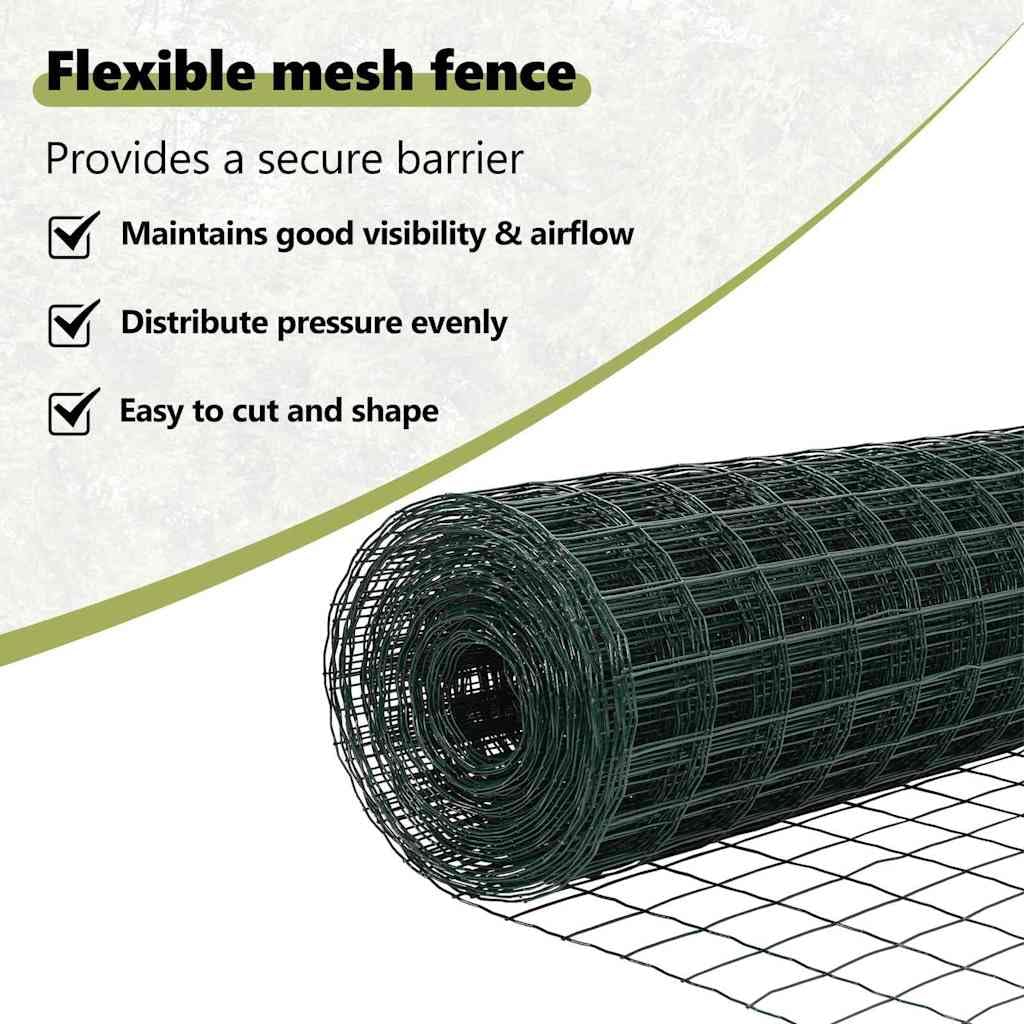 vidaXL Płot Euro z Kolcami 25 x 0,4 m Stal pokryta PVC zielony Siatka