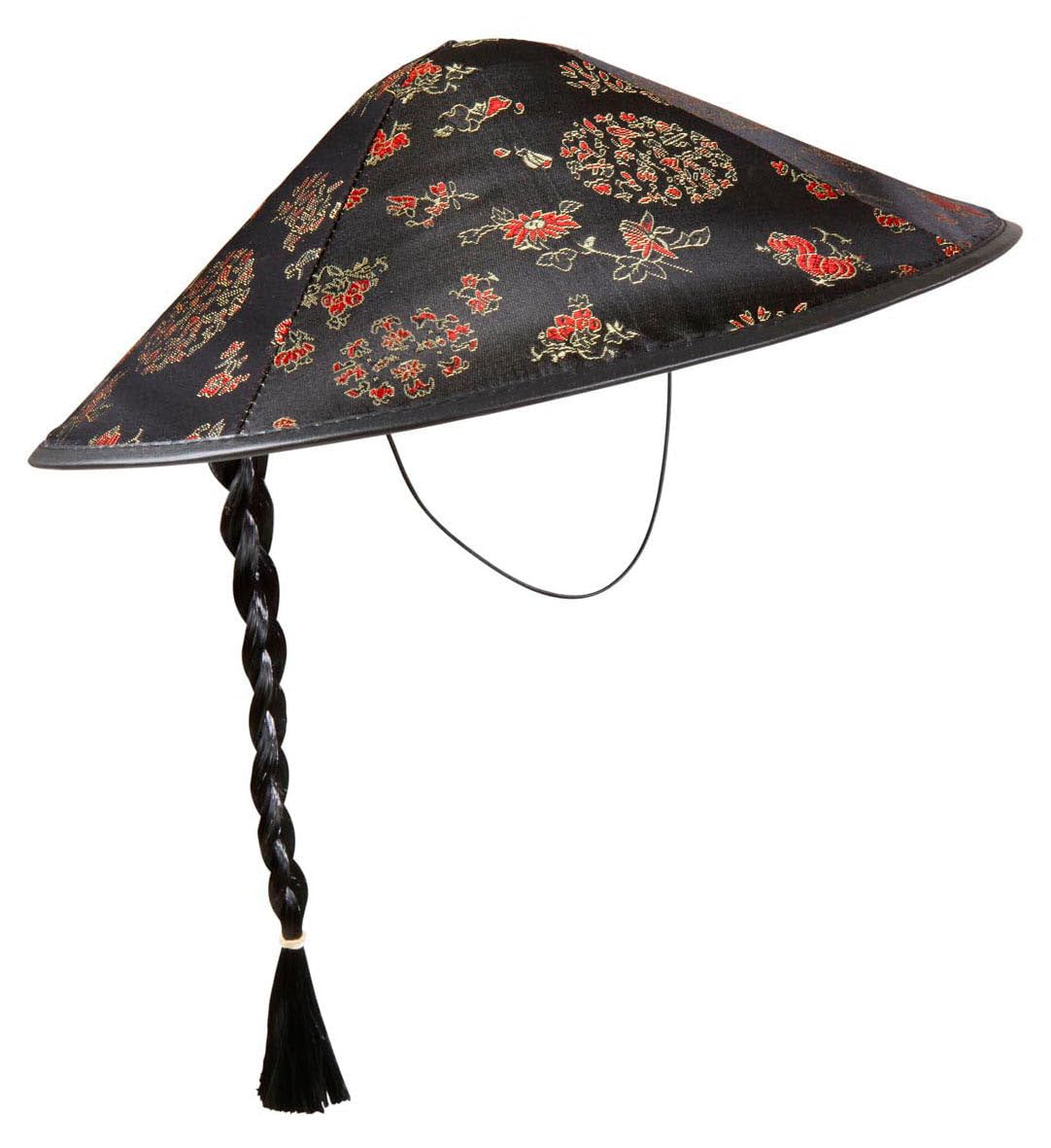 Chinaman Satin withPlait Oriental Hats Caps & Headwear for Fancy Dress Costumes Accessory