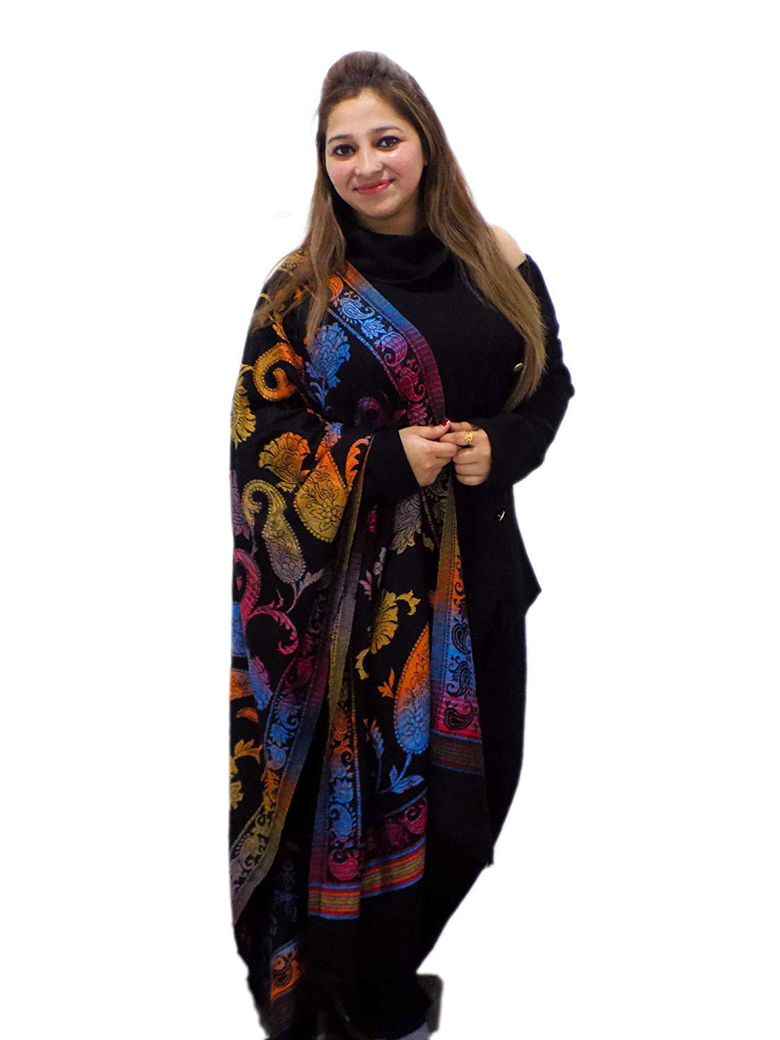Shawls For Winter Use Printed Stoles For Women And Girls Multicolor Pack Of 1-image-41